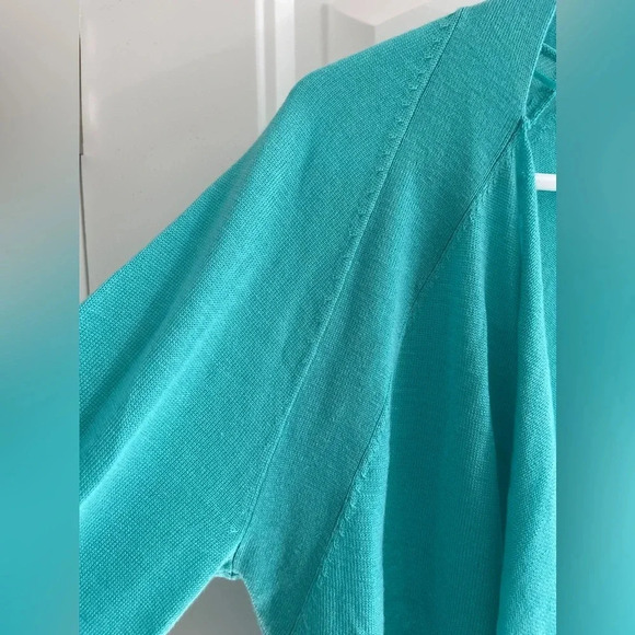 Worthington Teal Lightweight 3/4 Sleeve Flyaway Cardigan Size  Petite Large - Picture 4 of 7